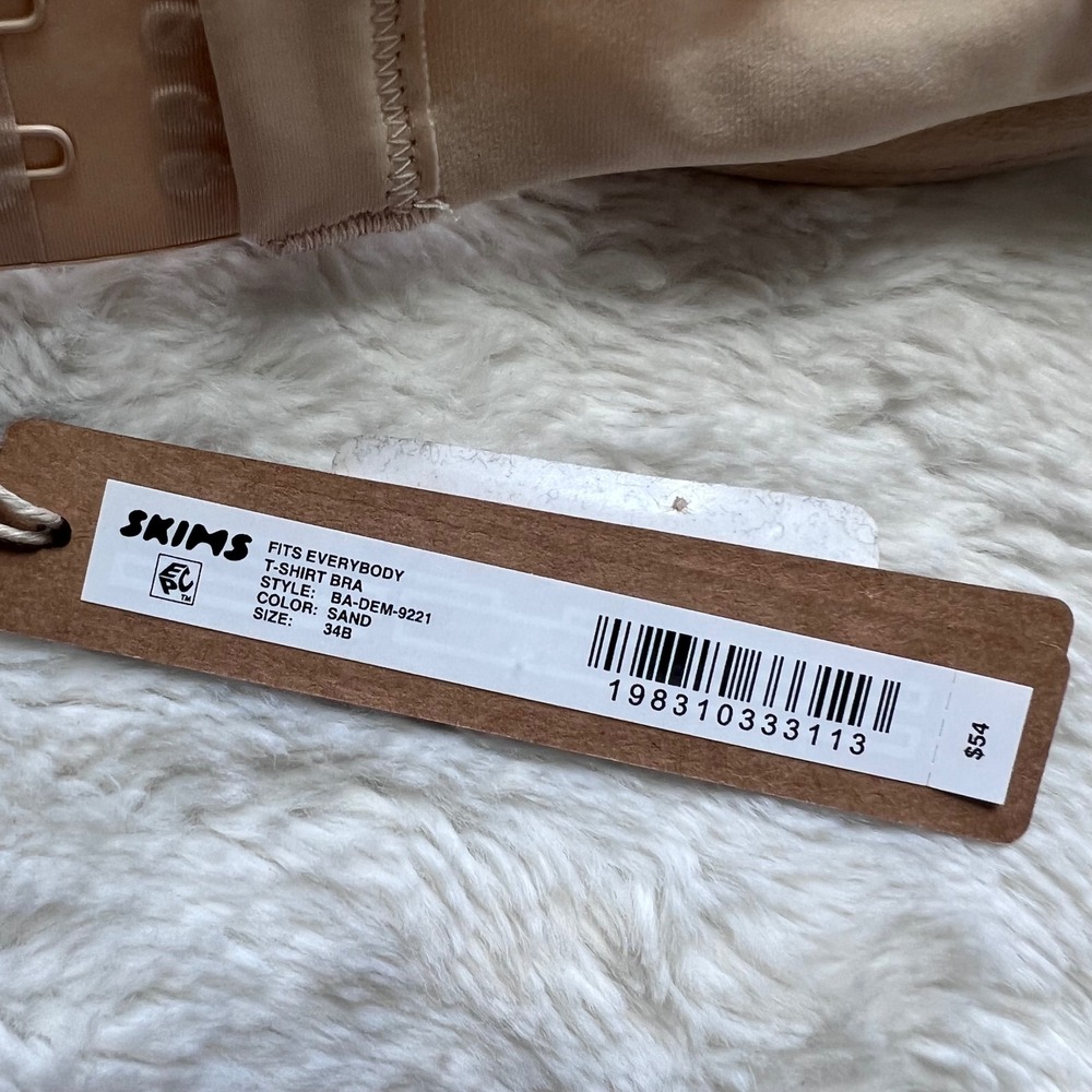 SKIMS Fits Everybody T-Shirt Bra Sand BA-DEM-9221 Underwire Padded Size 34B NEW - Picture 8 of 13